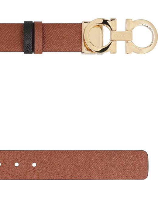 Ferragamo White Gancini Reversible Leather Belt