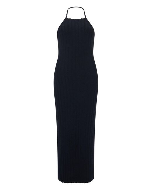 Jacquemus Blue Elegant Long Dress With Heart Neckline