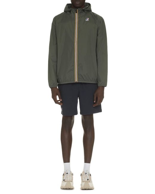 K-Way Green Claude Hooded Nylon Jacket for men