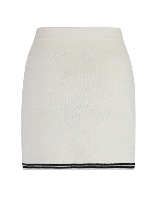 Self-Portrait White Knitted Mini Skirt