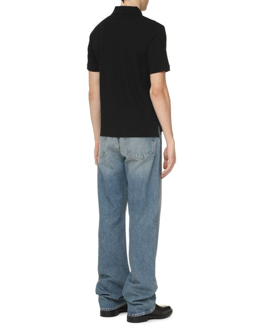 Saint Laurent Black Polo Pique T-Shirt for men