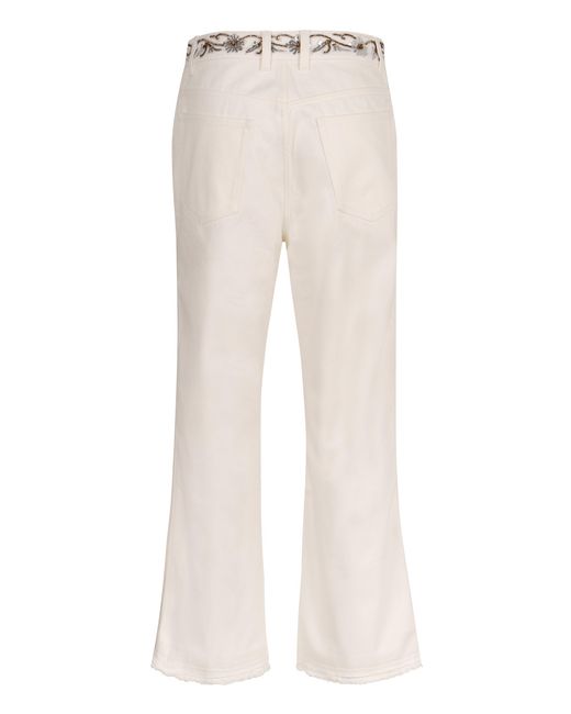 Rabanne White Rhinestone-Embellished Cropped Flare Jeans