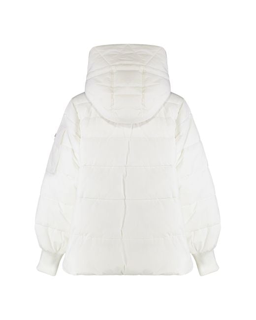 Pinko White Crusca Hooded Short Down Jacket
