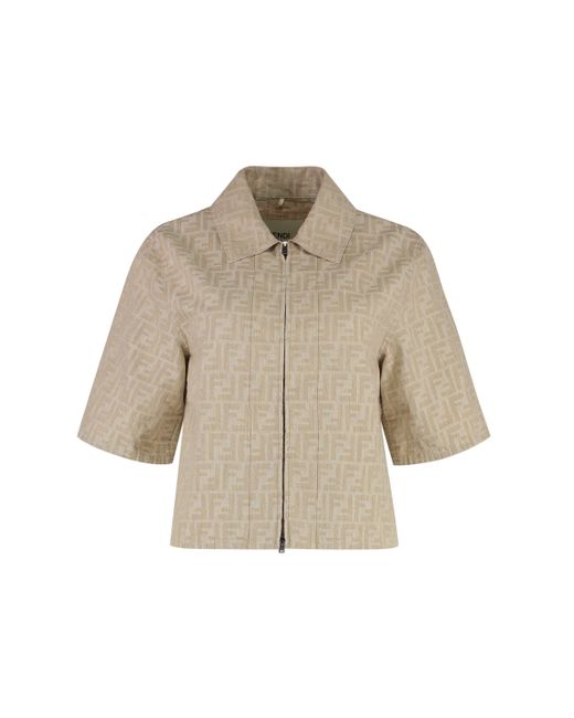 Fendi Natural Cotton-Linen Blend Jacket
