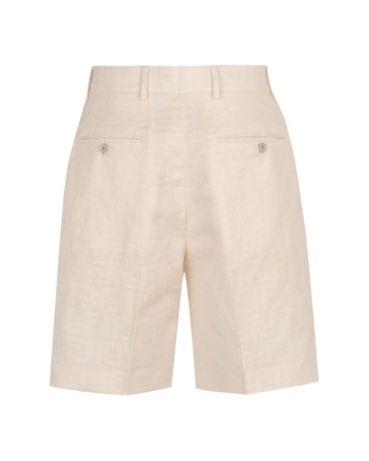 Fendi Natural Cotton And Linen Bermuda-Shorts for men