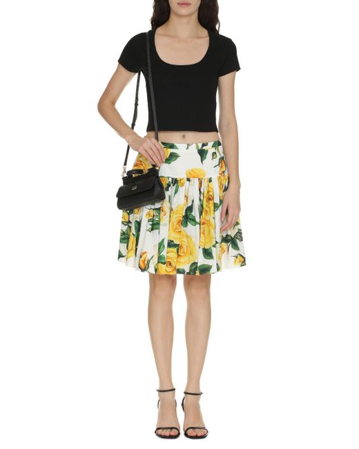 Dolce & Gabbana Yellow Printed Cotton Mini Skirt