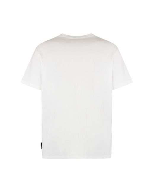 T-shirt girocollo in cotone di Moose Knuckles in White da Uomo