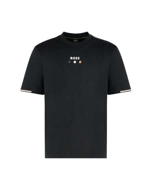 Boss Black Cotton Crew-Neck T-Shirt for men