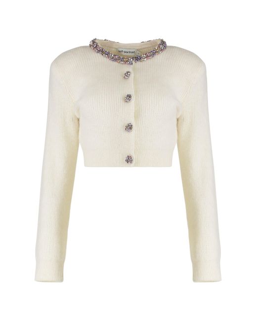 Cardigan in misto lana di Self-Portrait in White