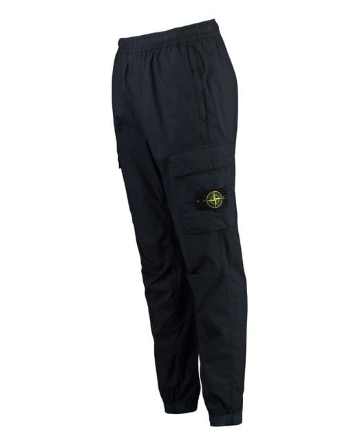 Stone Island Blue Stretch Cotton Trousers for men