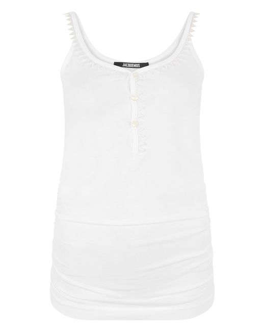 Jacquemus White Cotton Ribbed Tank Top
