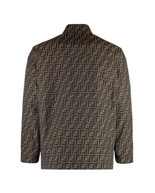 Fendi Brown Jacquard Fabric Jacket for men