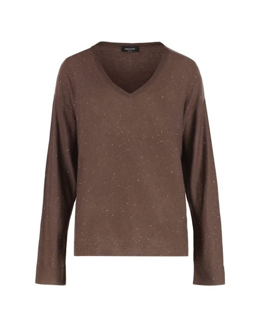 Fabiana Filippi Brown Wool V-neck Sweater