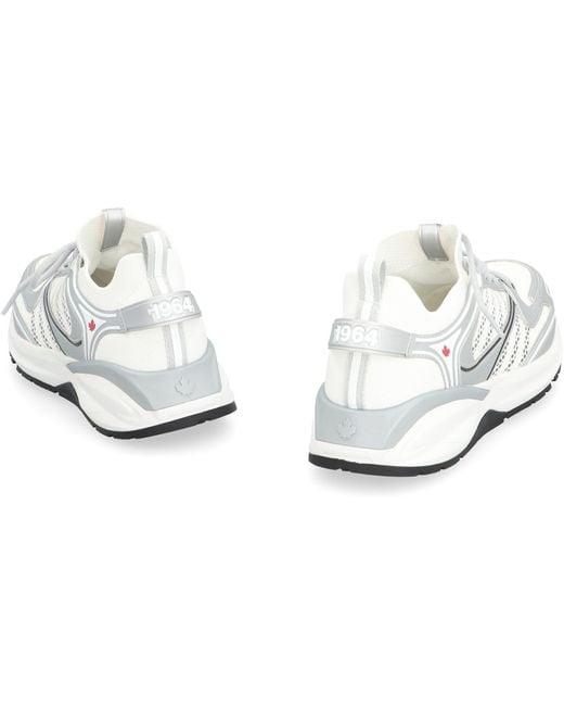 DSquared² White Dash Fabric Low-top Sneakers for men