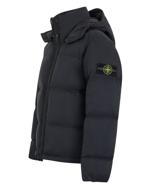 Stone Island Blue Padded Winter Jacket With Hood for men