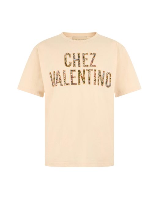 Valentino Garavani Natural Cotton T-Shirt With Print