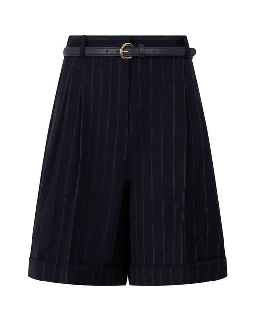 Max Mara Blue Striped Wool Bermuda