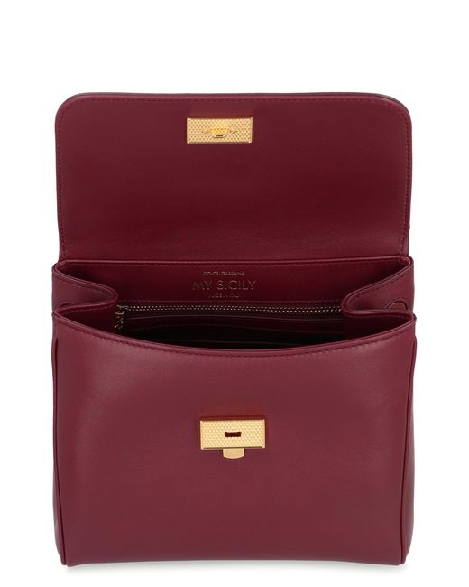 Dolce & Gabbana Purple My Sicily Leather Handbag