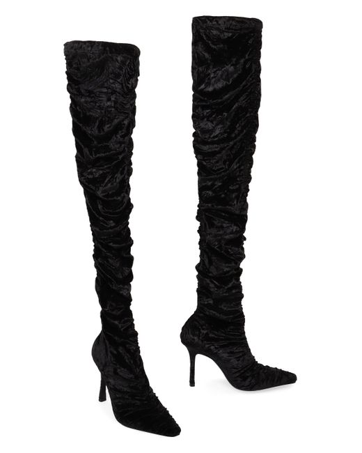 Jimmy Choo Black Lotta Velvet Boots