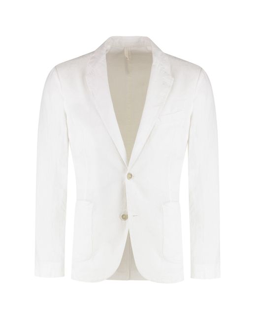 120% Lino White Single-Breasted Two-Button Jacket for men