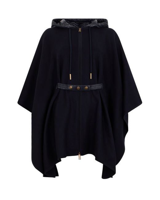 Moncler Blue Cloak With Hood And Belt