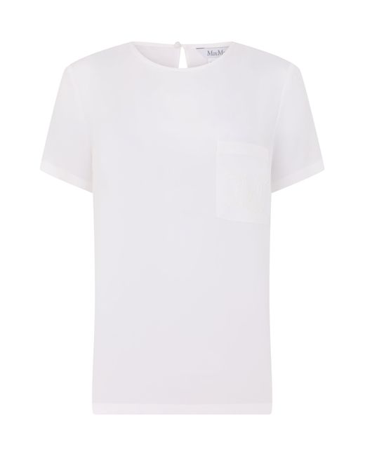 Max Mara White Silk Short-Sleeve Shirt With Pocket