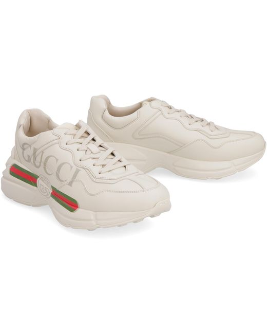 Gucci White Leather Rhyton Sneakers for men