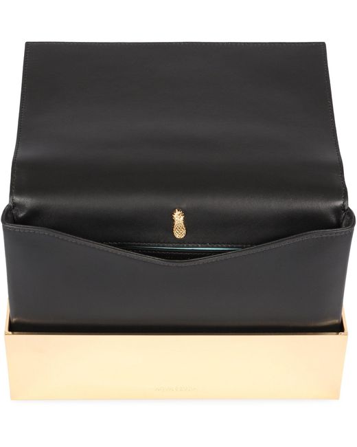 Aquazzura Black Calf Leather Muse Flap Clutch