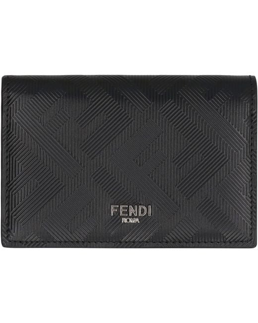 Fendi Black Leather Card Holder for men