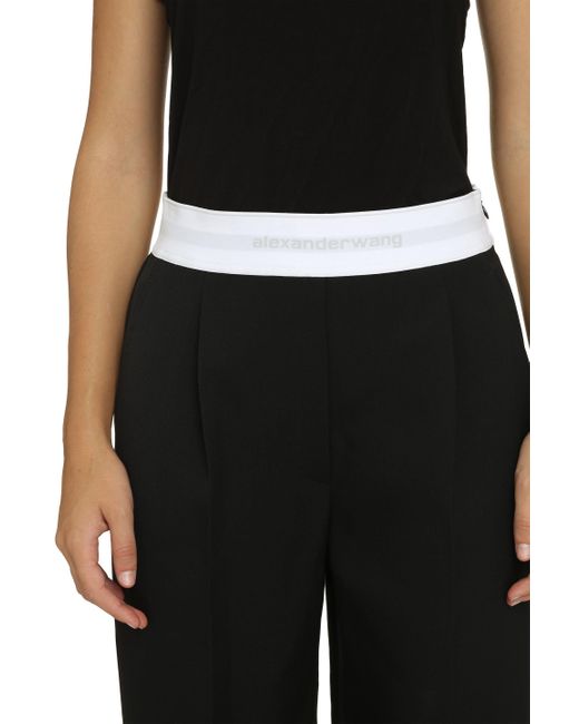 Alexander Wang Black Straight-Cut Pants With Contrasting Logo Band