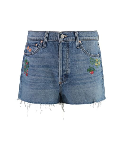 Mother Blue The Ditcher Denim Shorts