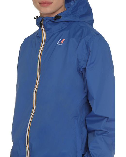 K-Way Blue Claude Hooded Nylon Jacket for men
