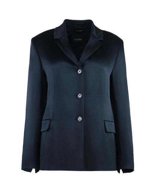 Max Mara Blue Guido Satin Blazer