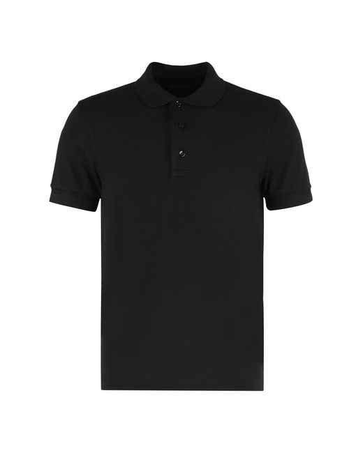 Tom Ford Black Cotton Blend Piqué Polo Shirt for men