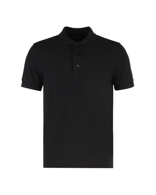 Polo in piquet di misto cotone di Tom Ford in Black da Uomo