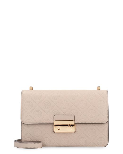 Tory Burch Natural T Monogram Leather Shoulder Bag