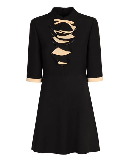 Valentino Garavani Black Wool And Silk Mini Dress