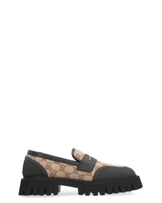 Gucci Black GG Canvas & Leather Loafer