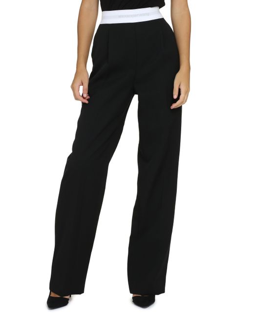 Alexander Wang Black Straight-Cut Pants With Contrasting Logo Band