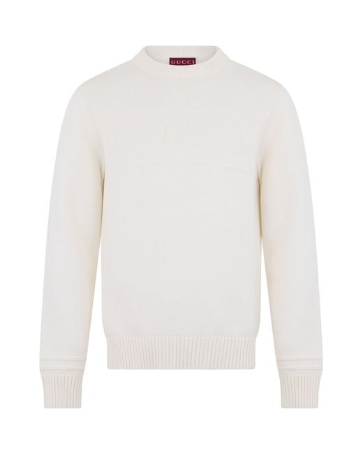 Gucci White Ribbed Wool Sweater for men