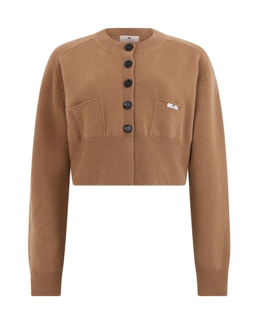 Elisabetta Franchi Brown Cropped Cardigan
