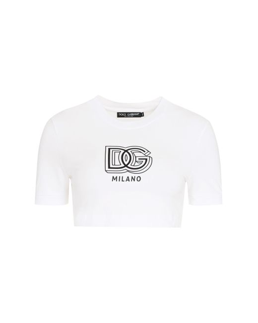 Crop top con logo di Dolce & Gabbana in White