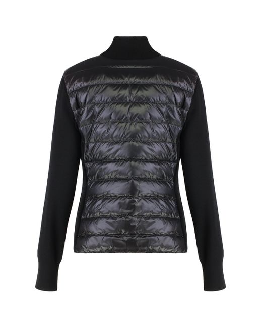 Moncler Black Cardigan With Padded Panels