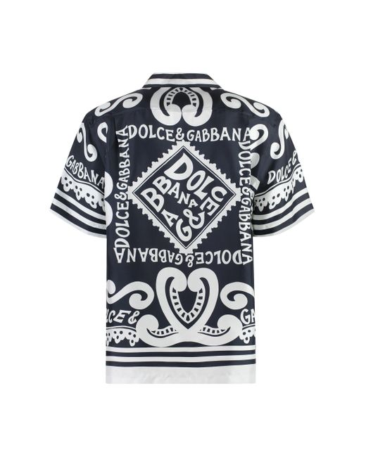 Dolce & Gabbana Black Printed Silk Shirt for men