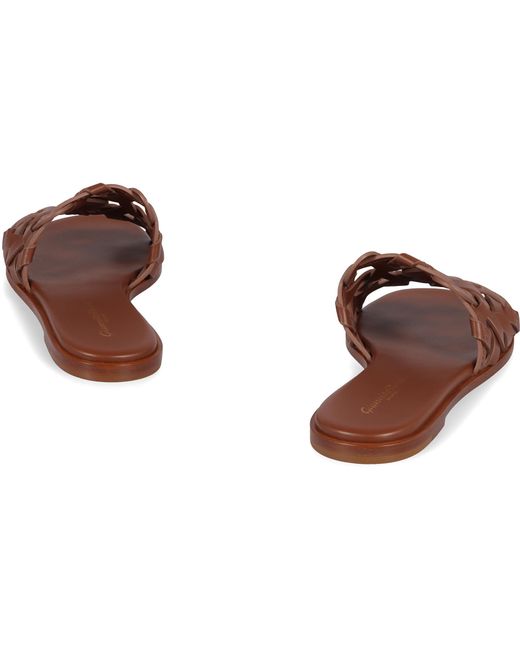 Gianvito Rossi Brown Amalfi Leather Slides