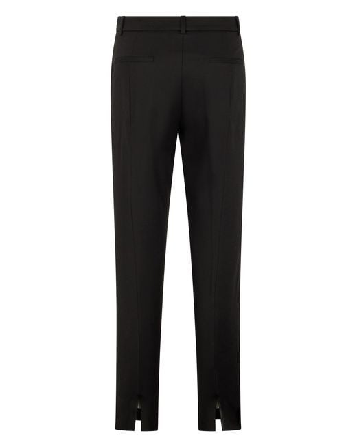Peserico Black Straight Leg Cotton Blend Pants With Elastane