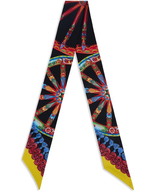 Dolce & Gabbana Black Scarf With Colorful Details