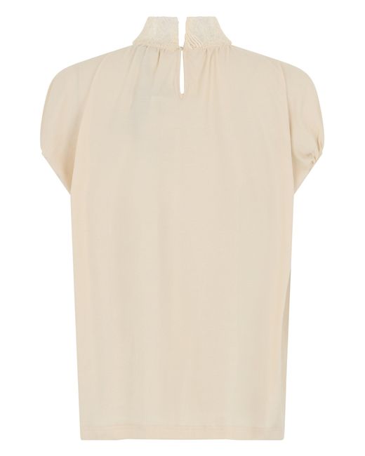 Fabiana Filippi Natural Short-Sleeve Top With Lace Details
