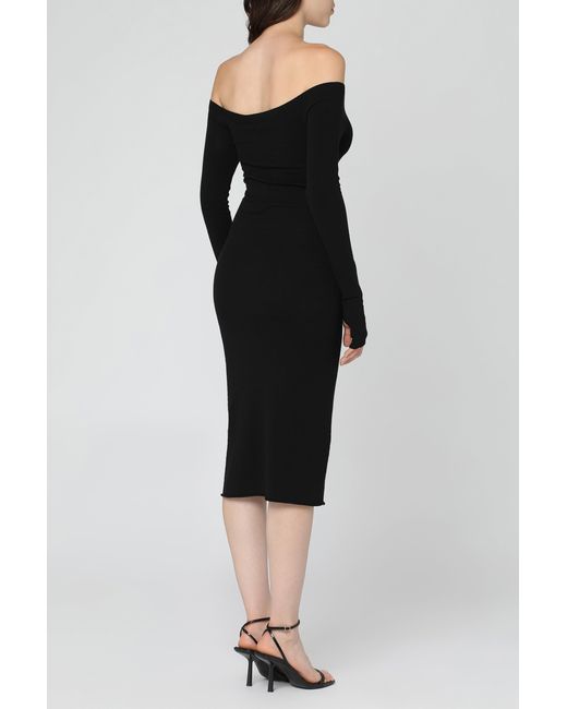 Off-White c/o Virgil Abloh Black Viscose Knit Midi Dress With Logo Intarsia