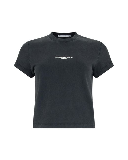 Alexander Wang Black Cotton T-Shirt With Logo